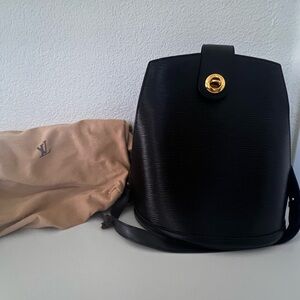 Louis Vuitton Black Epi Leather Messenger Bag with Gold Hardware